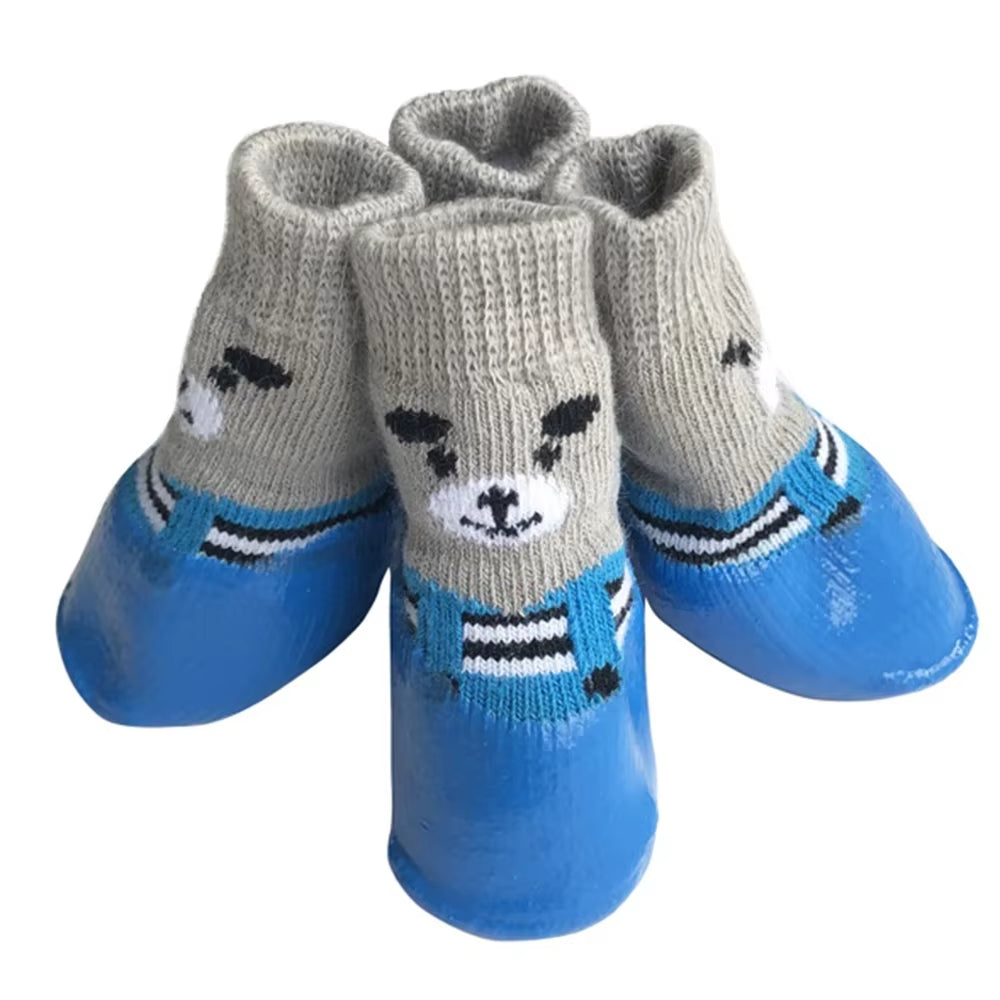 4Pcs Waterproof Winter Pet Shoes β Warm, Anti-Slip Boots for Dogs & Cats