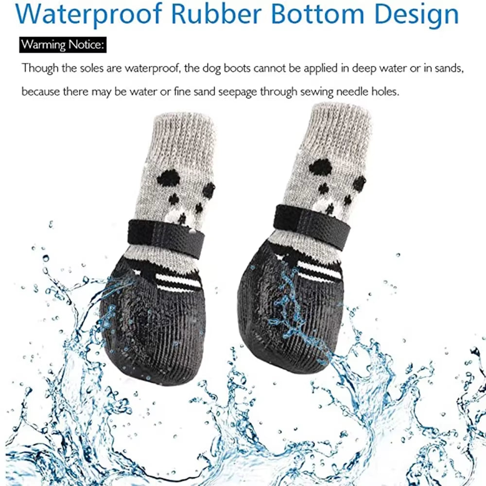 4Pcs Waterproof Winter Pet Shoes β Warm, Anti-Slip Boots for Dogs & Cats