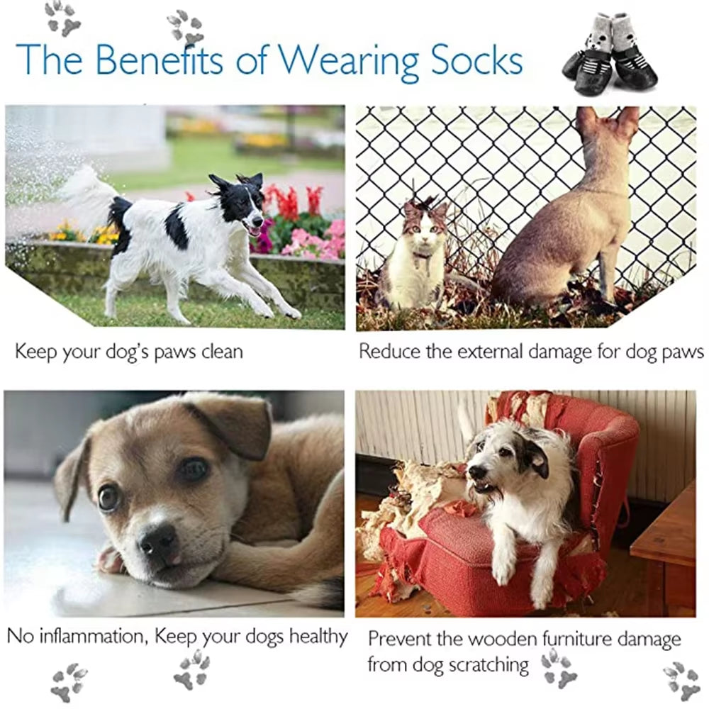 4Pcs Waterproof Winter Pet Shoes β Warm, Anti-Slip Boots for Dogs & Cats