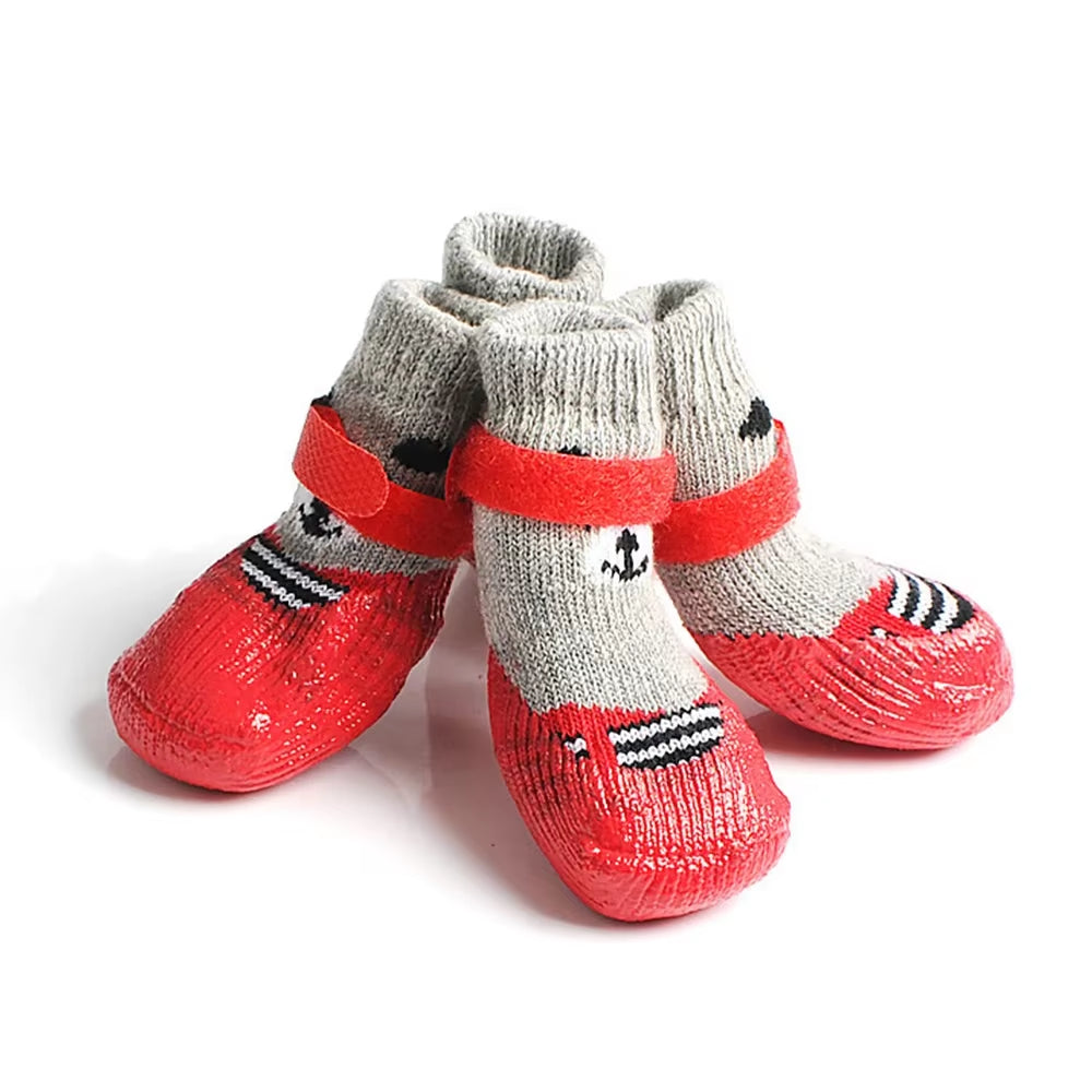 4Pcs Waterproof Winter Pet Shoes β Warm, Anti-Slip Boots for Dogs & Cats