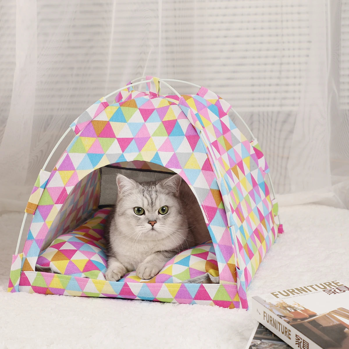 Winter Cat Tent Bed