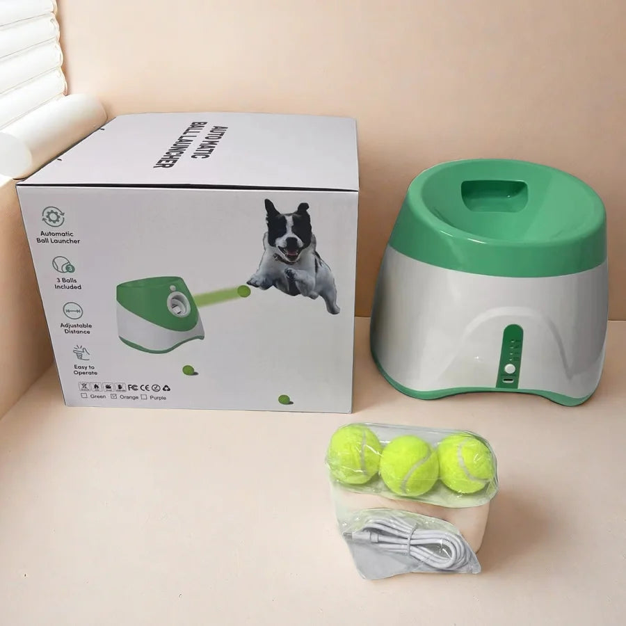 Dog Launcher Automatic Dogs Chase Toy Tennis Throwing Pinball Machine Fun Interactive Throw Rechargable Catapult USB Charging