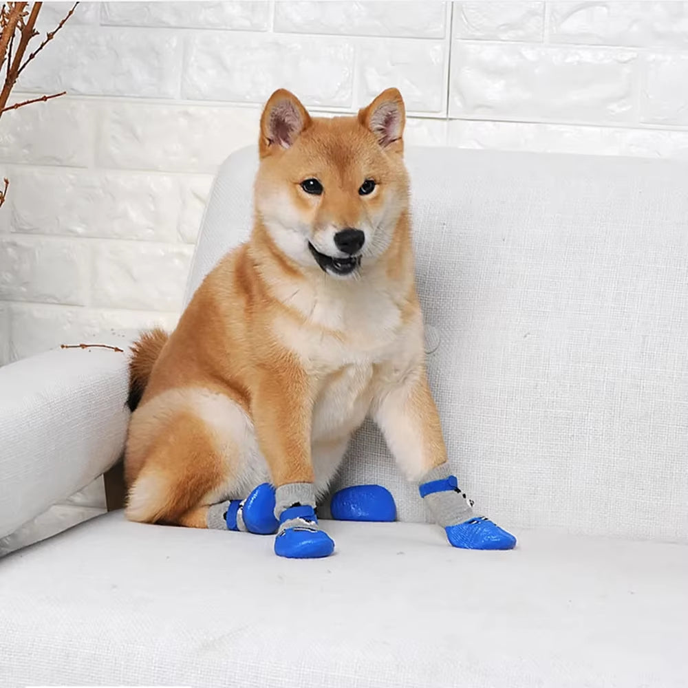 4Pcs Waterproof Winter Pet Shoes – Warm, Anti-Slip Boots for Dogs & Cats