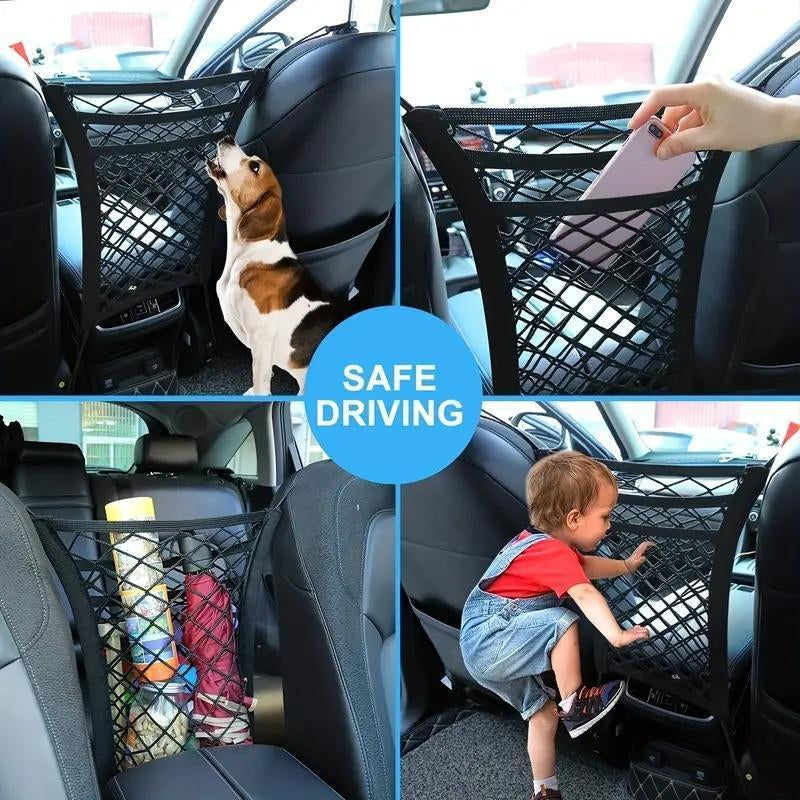 Pet Car Rear Isolation Mesh Net | Safety Divider | Dog & Cat Accessories for Travel Use