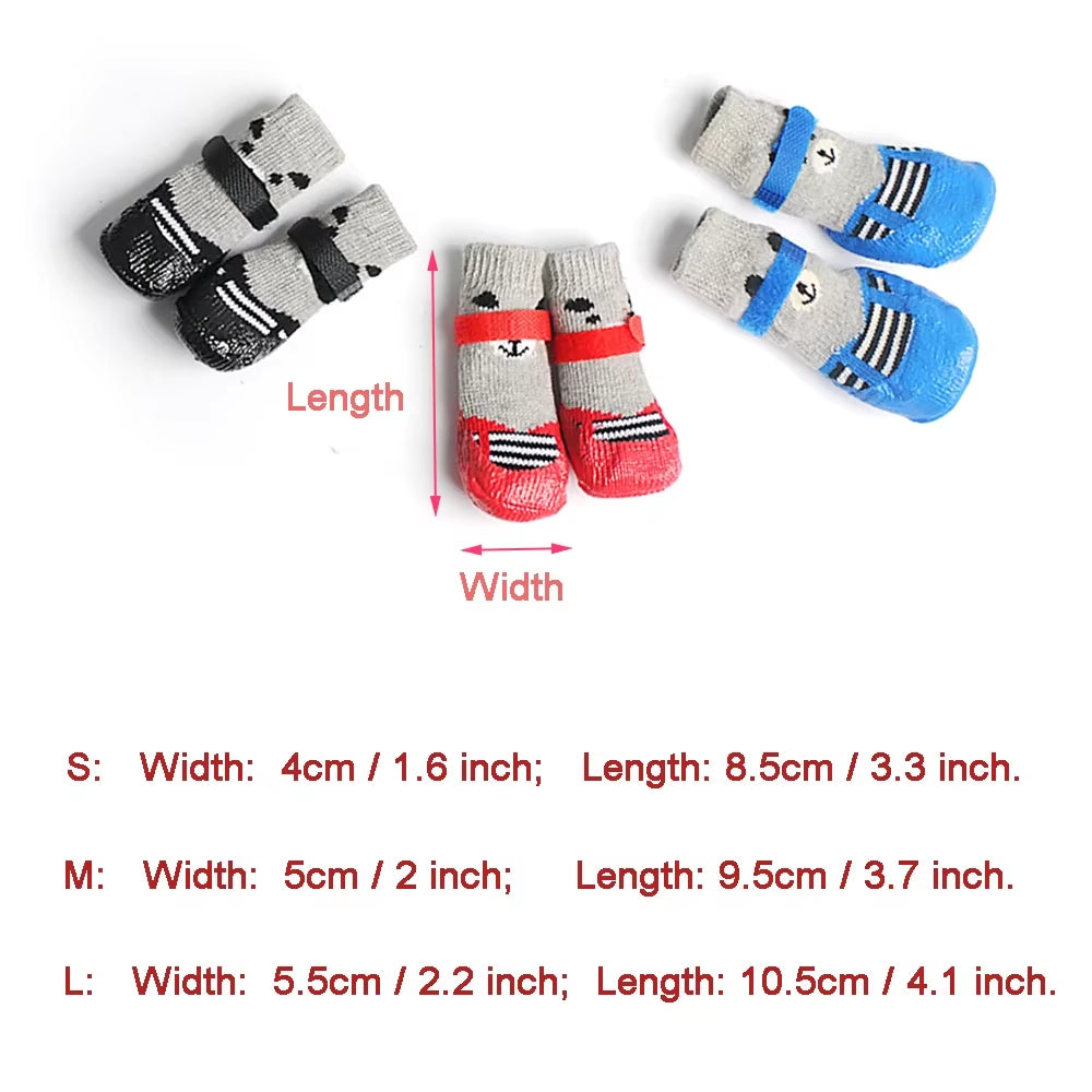 4Pcs Waterproof Winter Pet Shoes – Warm, Anti-Slip Boots for Dogs & Cats