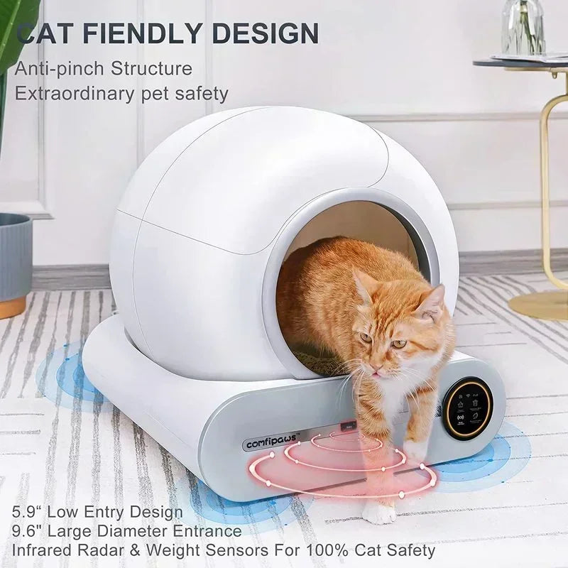 65L Automatic Smart Cat Litter Box – Self-Cleaning, Fully Enclosed, Modern Pet Toilet